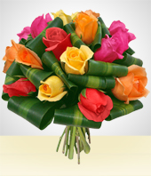 Festividades Prximas - Bouquet Ensueo: 12 Rosas Multicolores